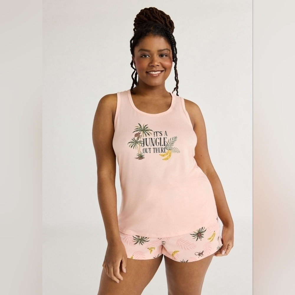 Joyspun Women's Tank Top and Shorts Pajama Set, 2- piece, Size XL